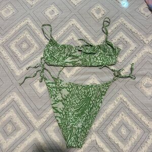 Skatie Leafy Green and Cream Swimwear